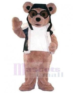 Warm Bear in Leather Vest Mascot Costume Animal