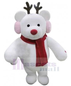 Warm Christmas White Bear Mascot Costume Animal
