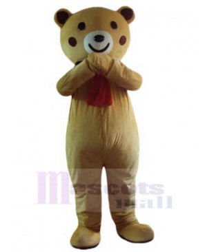 Bear with Red Scarf Mascot Costume Animal