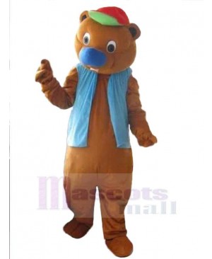 Big Blue Nose Brown Bear Mascot Costume Animal