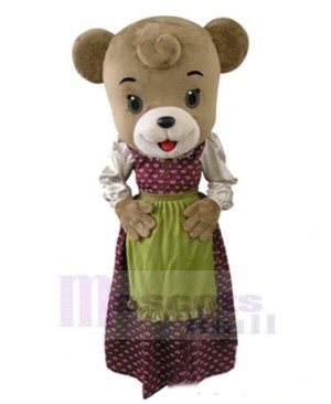 Bear Dressed with Apron Mascot Costume Animal
