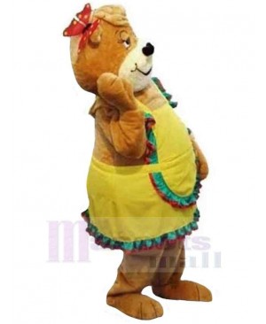 Bear in Yellow Dress Mascot Costume Animal
