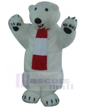 Hairy White Polar Bear Mascot Costume Animal