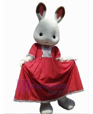 Bunny in Red Dress Mascot Costume Animal