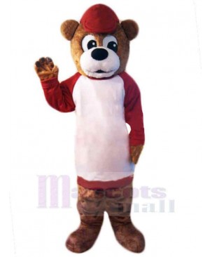 Red Hat Brown Bear Mascot Costume For Adults Mascot Heads