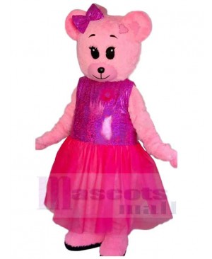 Pink Dress Bear Mascot Costume For Adults Mascot Heads