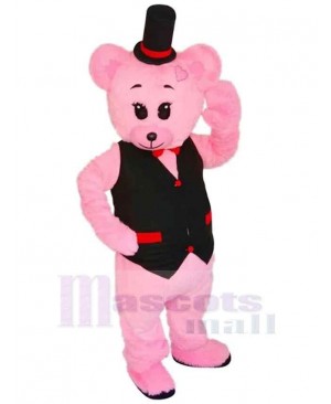 Friendly Pink Bear Mascot Costume For Adults Mascot Heads