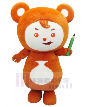 Cartoon Orange Bear Mascot Costume Animal