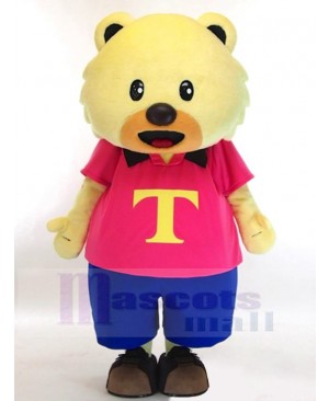 Bear in Pink T-shirt Mascot Costume Animal