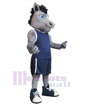 Horse with Blue Vest Mascot Costume Animal