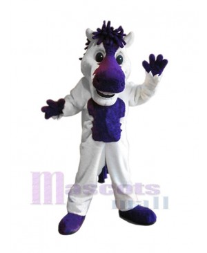 White and Purple Mustang Horse Mascot Costume Animal
