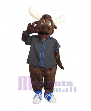 Moose with Green Eyes Mascot Costume Animal