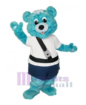 Furry Blue Bear Mascot Costume Animal