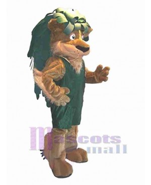 Lion in Green Vest Mascot Costume Animal