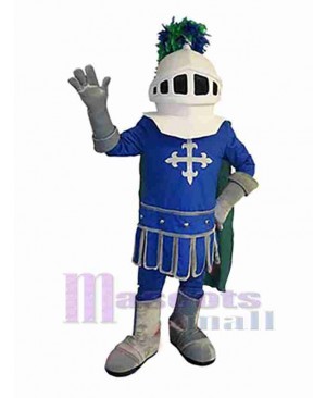Blue and White Knight Mascot Costume People