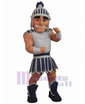Blue and Gray Spartan Mascot Costume People